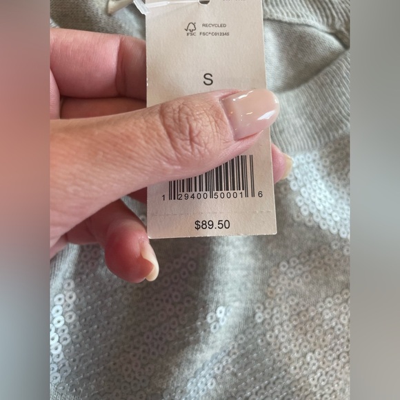 NWT retail $90 women’s banana republic 100% cotton hounds tooth sequin sweater - Picture 9 of 9